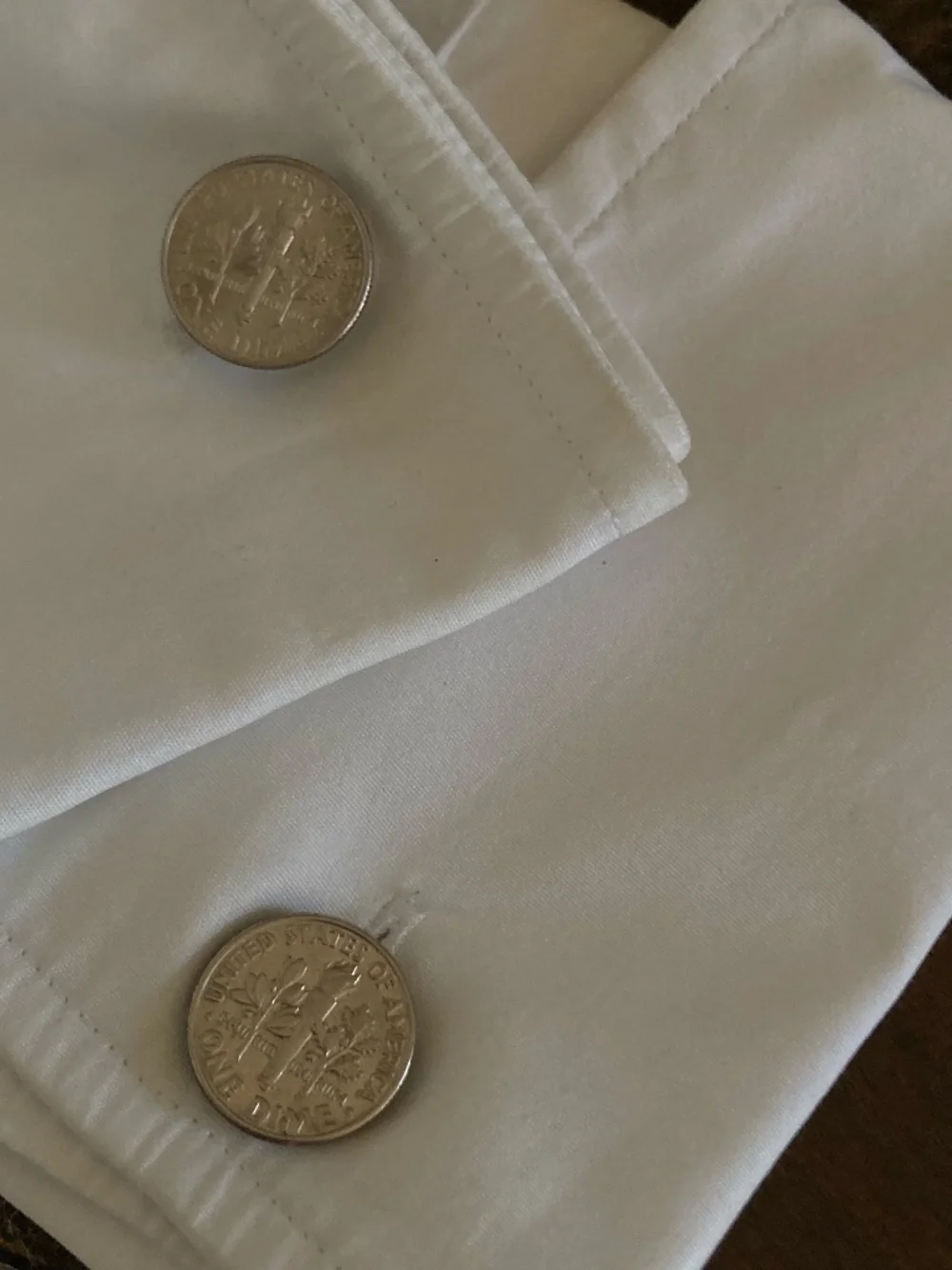 Handcrafted Coin Cufflinks & Stud Set–Roosevelt Dime–Vintage Snap Link Hardware.